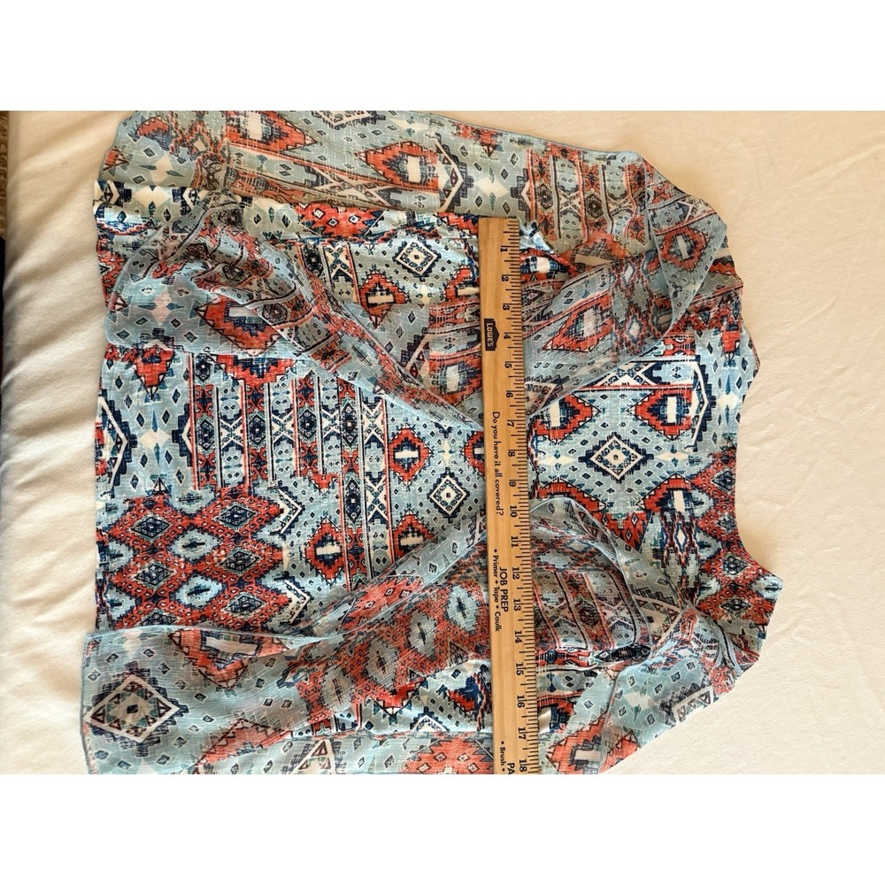 Ruby Rd Petite Aztec Embellished Tank Top Rust Turquoise Medium PS - Picture 6 of 7